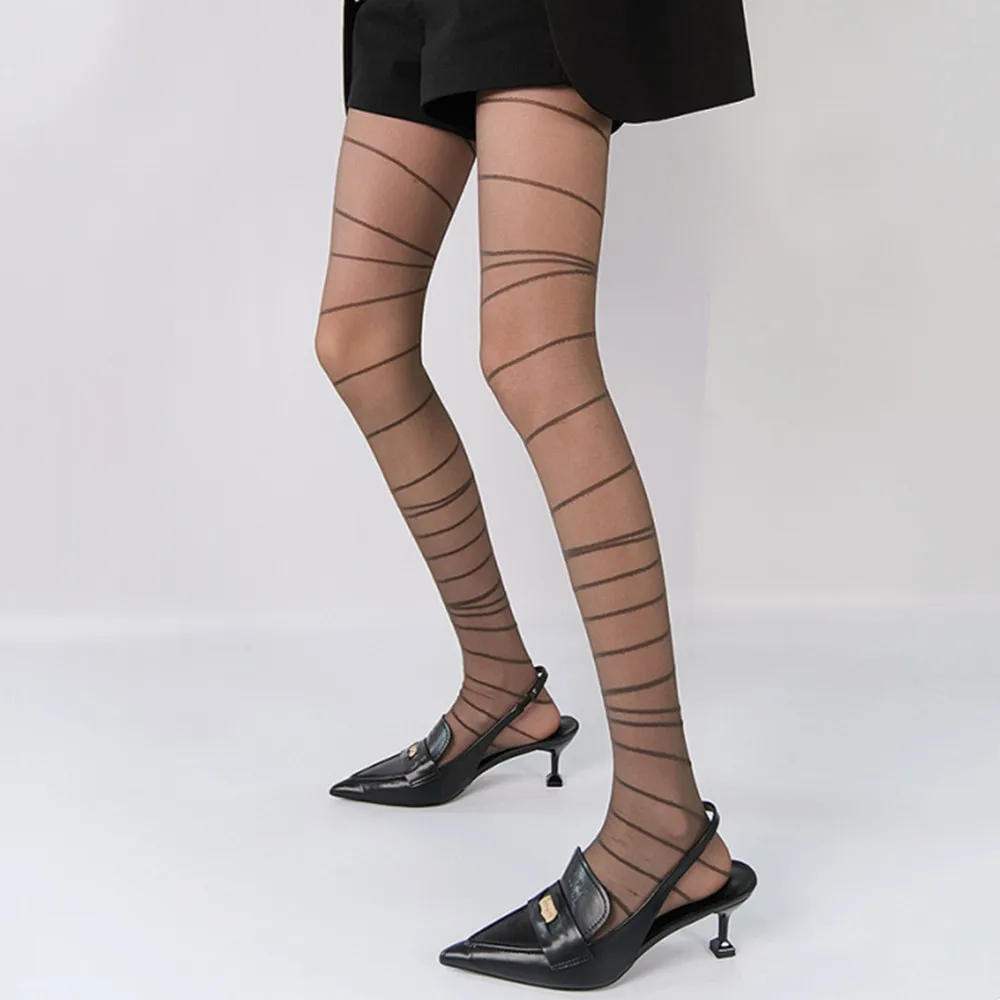 

Сексуальные женские колготки, колготки, нижнее белье в нерегулярную полоску, сексуальные тонкие чулки, колготки, женские чулочно-носочные изделия, чулки до бедра, колготки