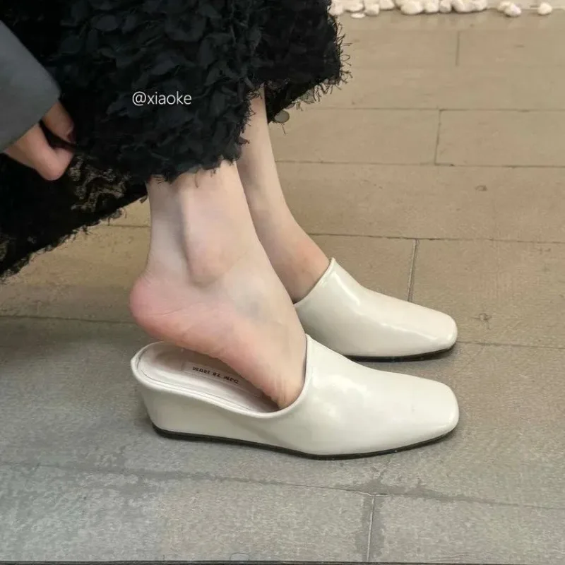 Design Sense Wedge Heel Baotou Half Slippers Women Wear Summer Small High-heeled Sandals