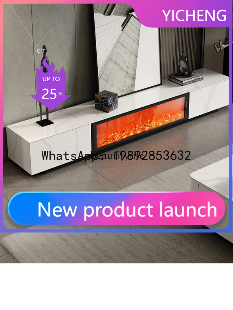 

QQ GG8New Fireplace Decoration Simulation Flame Integrated Stone Plate Light Luxury Floor TV Cabinet High Sense