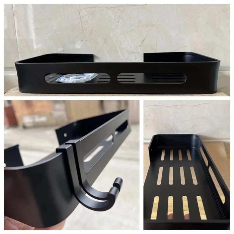 

Прямоугольный стеллаж для хранения из алюминиевого сплава, стеллаж для хранения квадратных корзин и настенная платформа для хранения в ванной комнате.