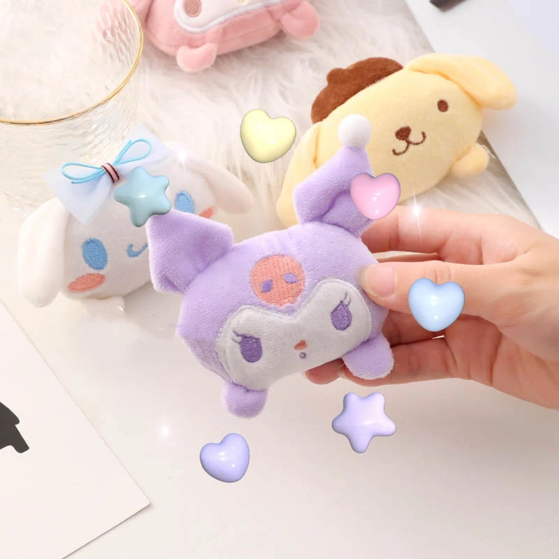 Cute Sanrio Cartoon Plush Brooch Doll Toys Cute Shape Soft Badge Accessories Home Decor Cartoon Bag Pin Backpacks Pendant