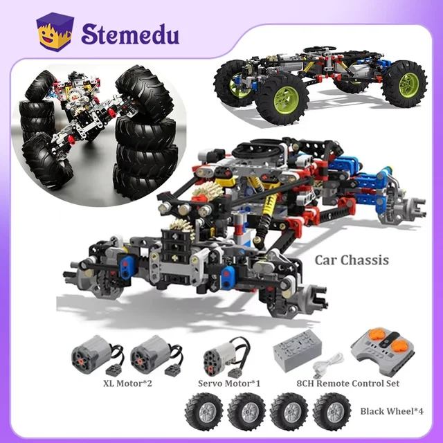 Podwozie samochodu RC 4WD Napęd elektryczny Samochód wspinaczkowy Off-Road Techniczny z amortyzatorami zawieszenia 8-kanałowa aplikacja Zdalne sterowanie MOC PF 8882 8878