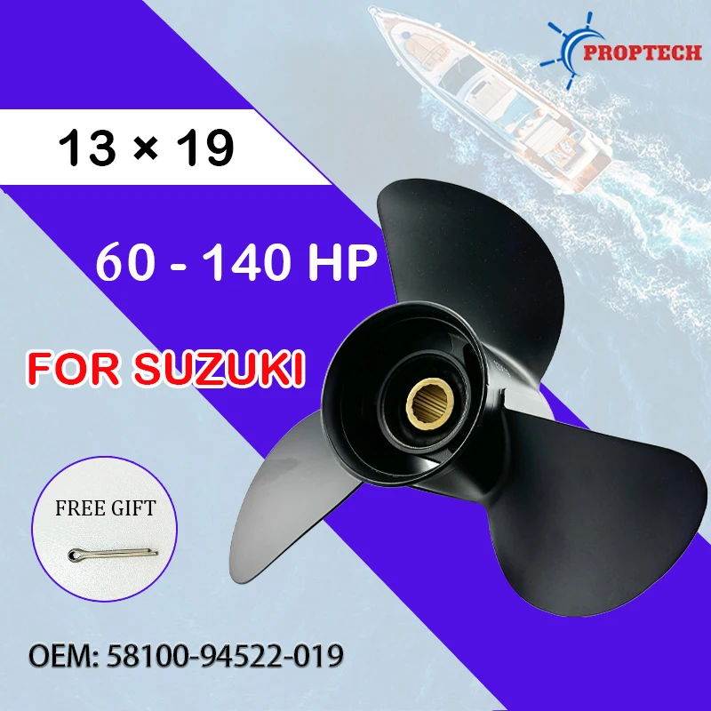 Outboard Propeller For Suzuki 60hp 70hp 90hp 100hp 115hp 140hp Aluminum Screw 13*19 3 Blade 15 Spline Marine Engine Part