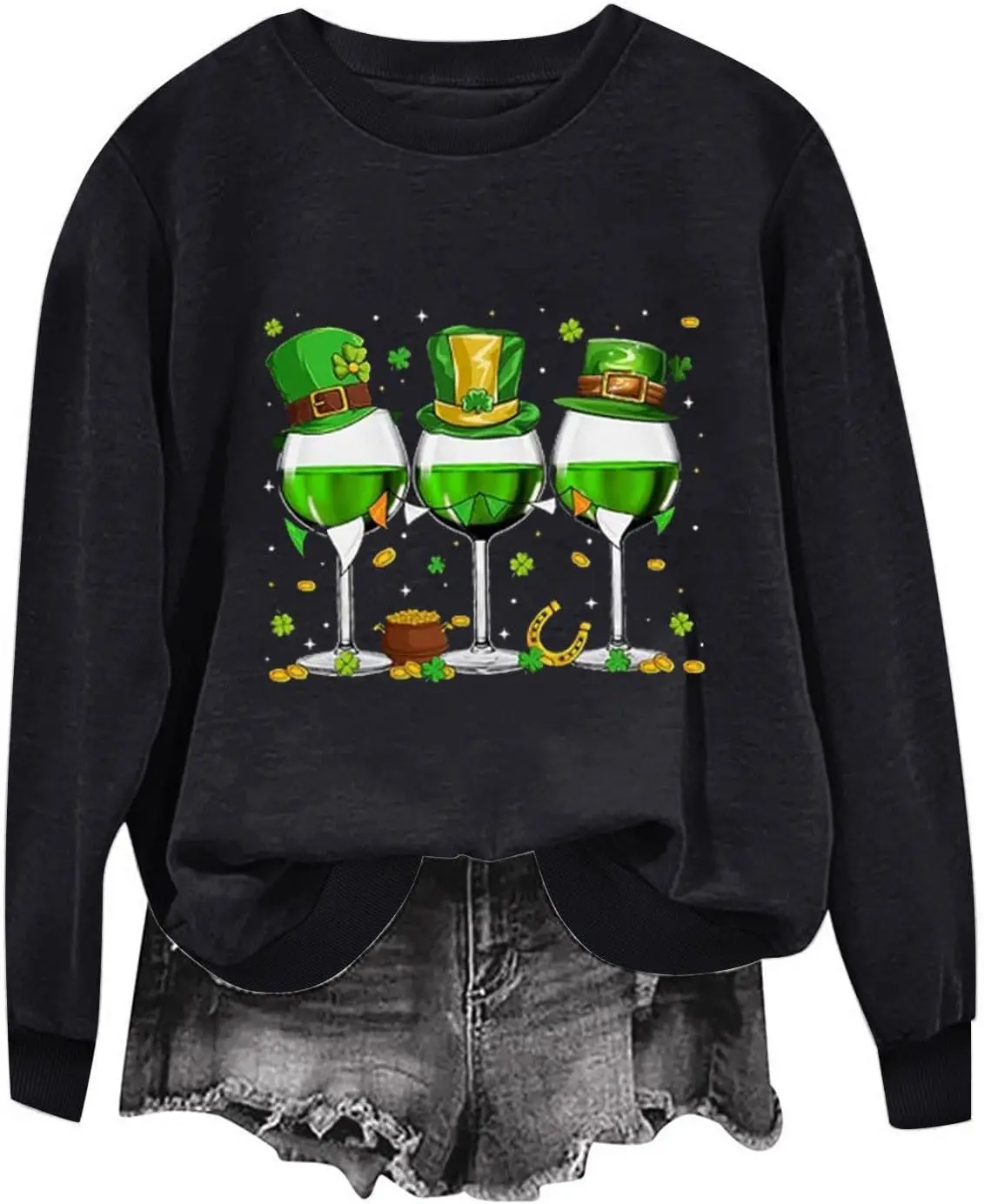 

ZDRZK Womens St Patrick's Day Outfit Letter Print Saint Patricks Day Shamrock Sweatshirts Long Sleeve Fashion Pullover