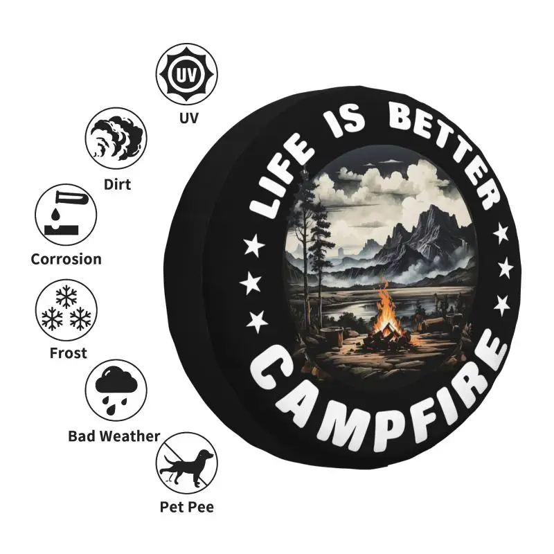 Custom Life Is Better Mountain Camper Spare Wheel Cover for Jeep Pajero 4x4 SUV Adventure Camping Tire Protector 14\