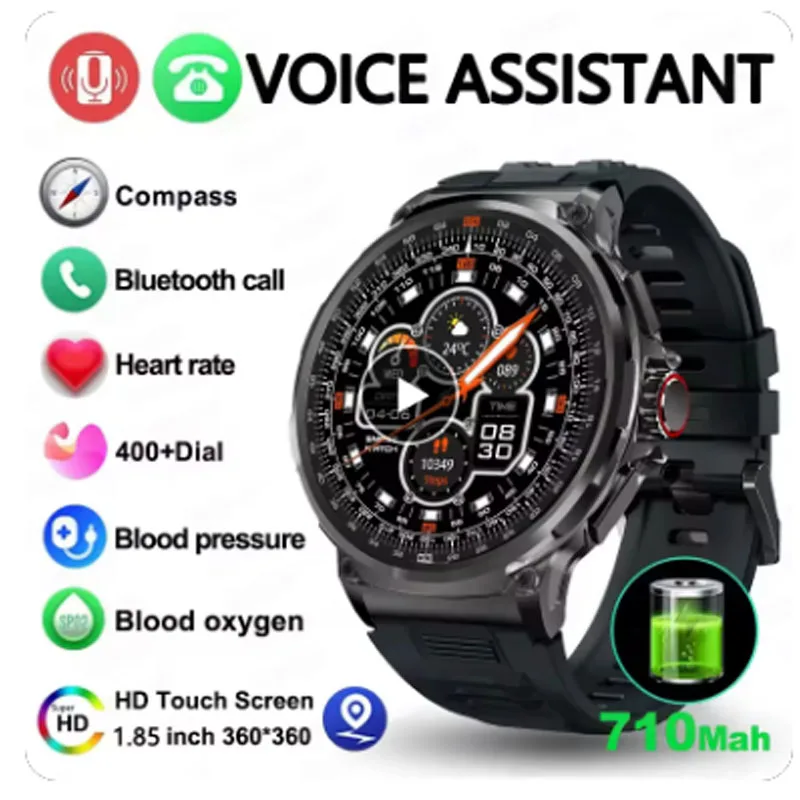 1.85 Inch HD Bluetooth Call Smart Watch Men Sports Fitness Tracker Heart Monitor 710mAh Smartwatch For OPPO A8  A31 Sharp Aquos