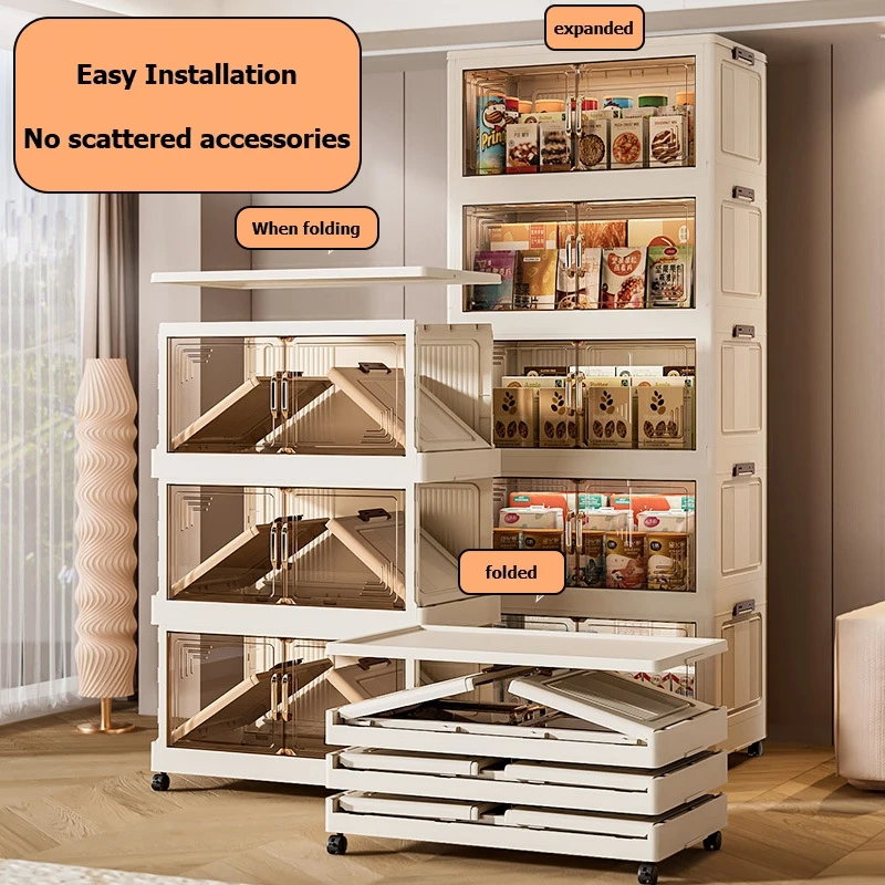Multifunctional Storage Cabinet with Doors Large Capacity Foldable Wardrobe Organizer