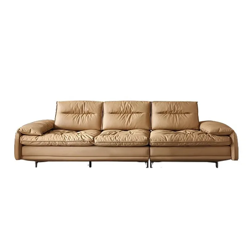 

Galleon sofa wide sitting deep living room one-character straight row adjustable backrest caramel toast top layer