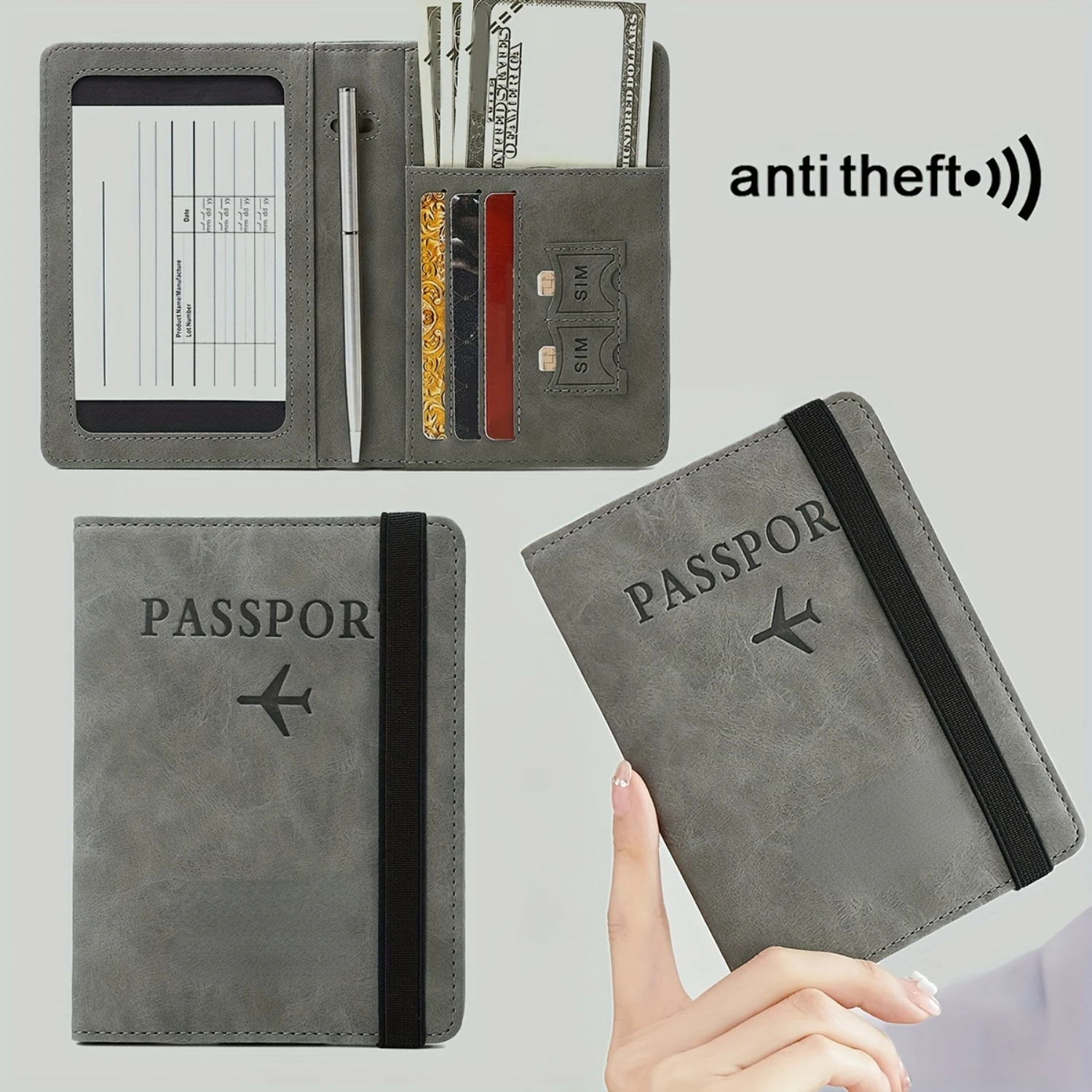 Multi Functional RFID Anti-theft Travel Passport Wallet with Card Holder, Ticket and Document Organizer