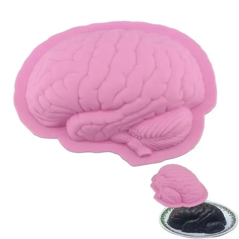 

New Silicone Pudding Dessert Mold Cake Creative Prank Mold Human Brains Shape Kitchen Easy To Fall Off Baking Tray Baking Tool