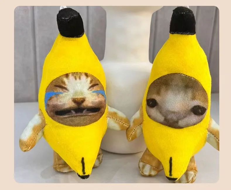 พวงกุญแจตุ๊กตาแมวกล้วย 17 ซม. แมวกล้วยขี้แย่