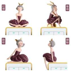 Socket Decoration Switch Wall Stickers 3D Stereo Cartoon Girl Resin Home Decoration Modern Wall Switch Protection Accessories