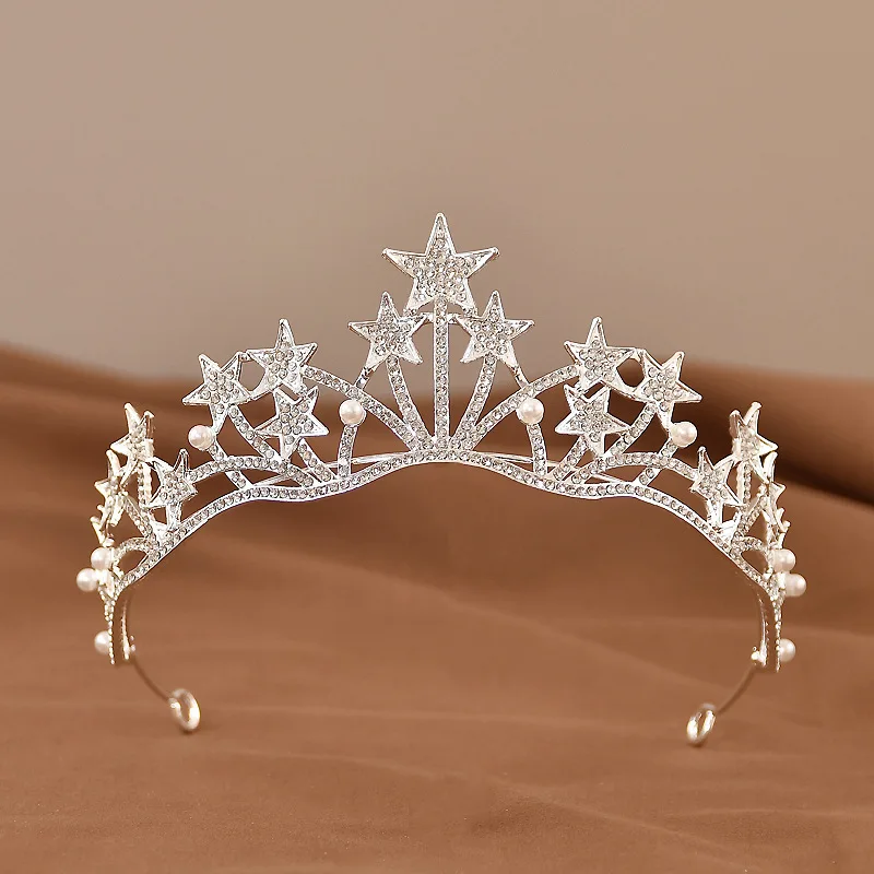 Bride Crown Headdress Wedding Dress Accessories Little Princess Eighteenth Birthday Five-pointed Star Crown Hair Accessories