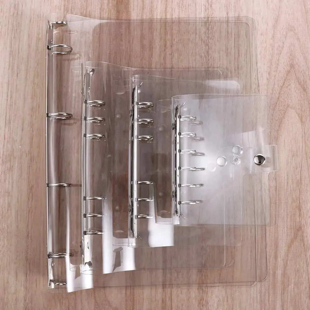 Office Supplies School Transparent Clip File Plastic Planner Loose Leaf Ring Notebook Binder