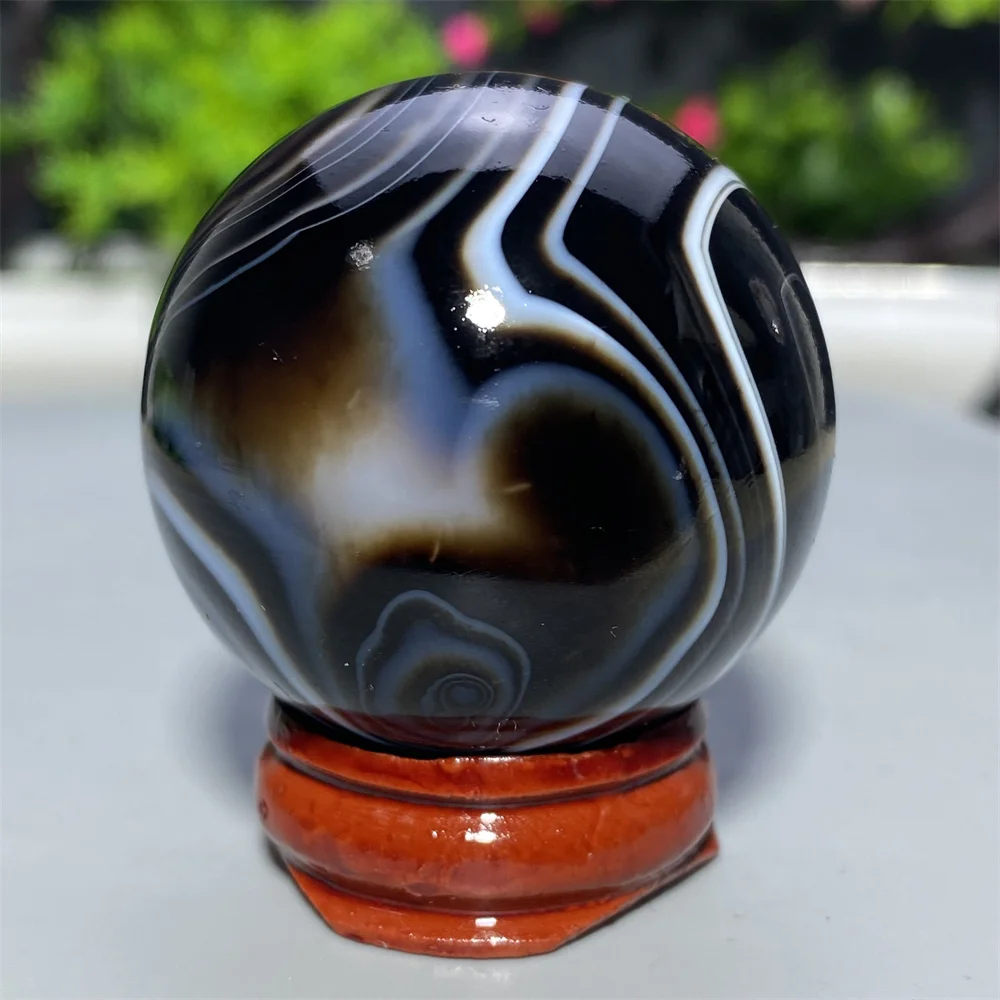 High Quality Natural Black Agate Crystal Ball Meditation Reiki Healing Mineral Quartz Sphere Home Decoration Gift Stone