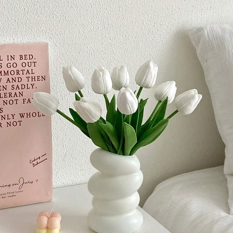 6/10pcs Tulip Artificial Flowers For Home Decoration, Living Room Bedroom Decoration Fake Flowers, Desk, Garden Decoration