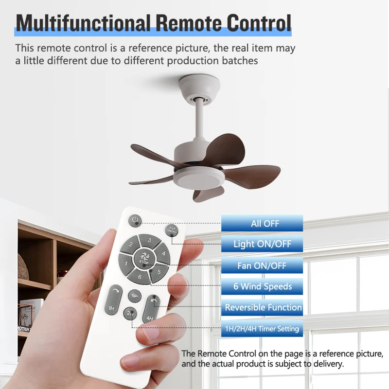 Small 22in Household Fan Light， Flush-mounted，DC Reversible Motor,，Quiet and Energy-saving，Multiple Options Available