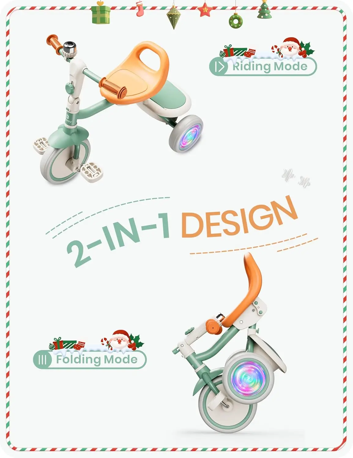 Tricycle avec roues clignotantes pour enfants, tricycle pour tout-petits avec cloche, cadeau pour enfants de 2 à 5 ans, 18 mois à 5 ans