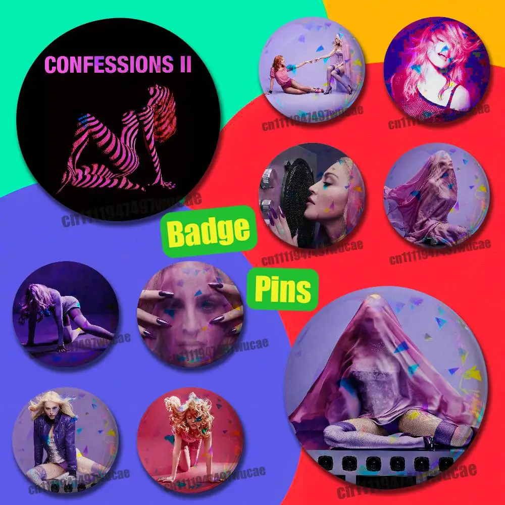 For M-Madonna Confessions II 2 Emblem Case DIY Pin Insignia Badge Round Souvenir 58mm Laser Film