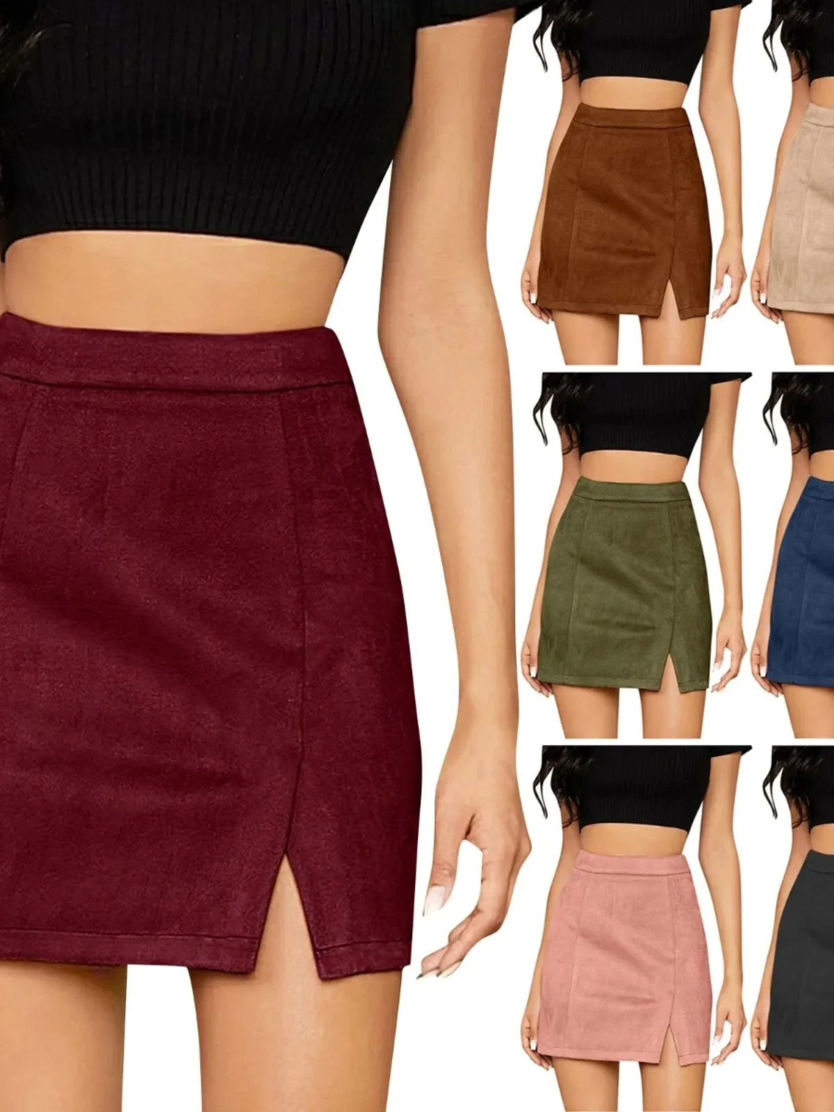 ハイウエスト カラー レディース スカート ストリート スタイル ボディコン スカート 無地 ヒップスカート 若い女性向け