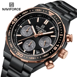 NAVIFORCE Multifunction Fashion Wild Male Wristwatch Waterproof Luxury Stainless Steel Band Quartz Calendar Men's Watches NF8049