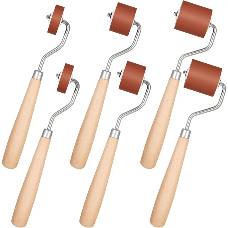 

A19F-Rubber Brayer Rollers 6Pcs Craft Stamping Ink Roller With Comfort Grip For Embossing For Printing Printmaking Versatile