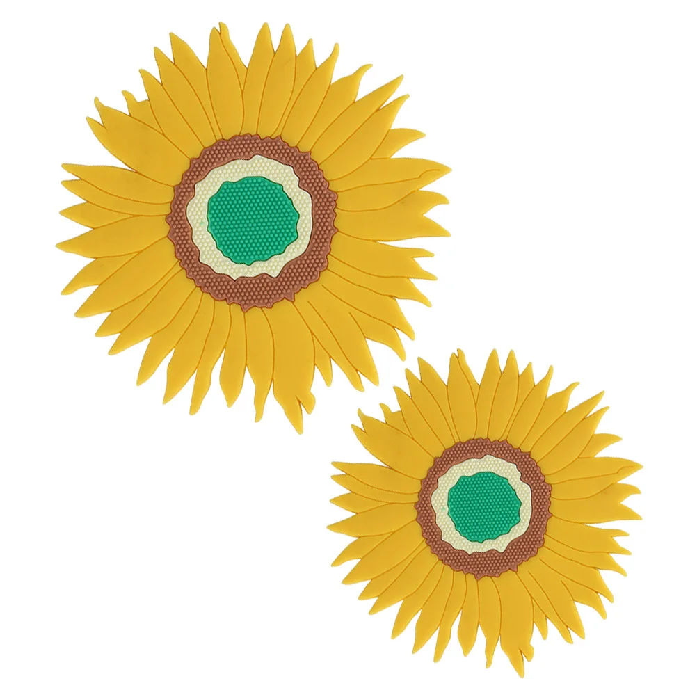 

2pcs Sunflower Shaped Placemats Heat Resistant Anti-Slip Kitchen Place Mat For Dining Table Multipurpose Table Pad Decorative