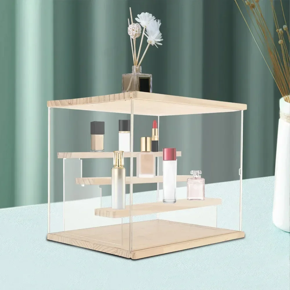 صندوق عرض أكريليك، شبكة تخزين خشبية شفافة مقاومة للغبار مكونة من 4 طبقات، حافظة عرض لشخصيات صغيرة ومقتنيات Funko Pop