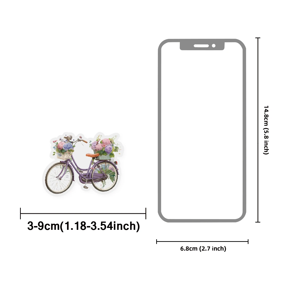 Etori Life Retro Floral and Bicycle Pattern Art Stickers for Scrapbooking, Gardens, Gift Bags, Baking Seals, Room Decoration, Vintage Parties, Student Stationery, DIY Decoration, Die-Cut Crafts