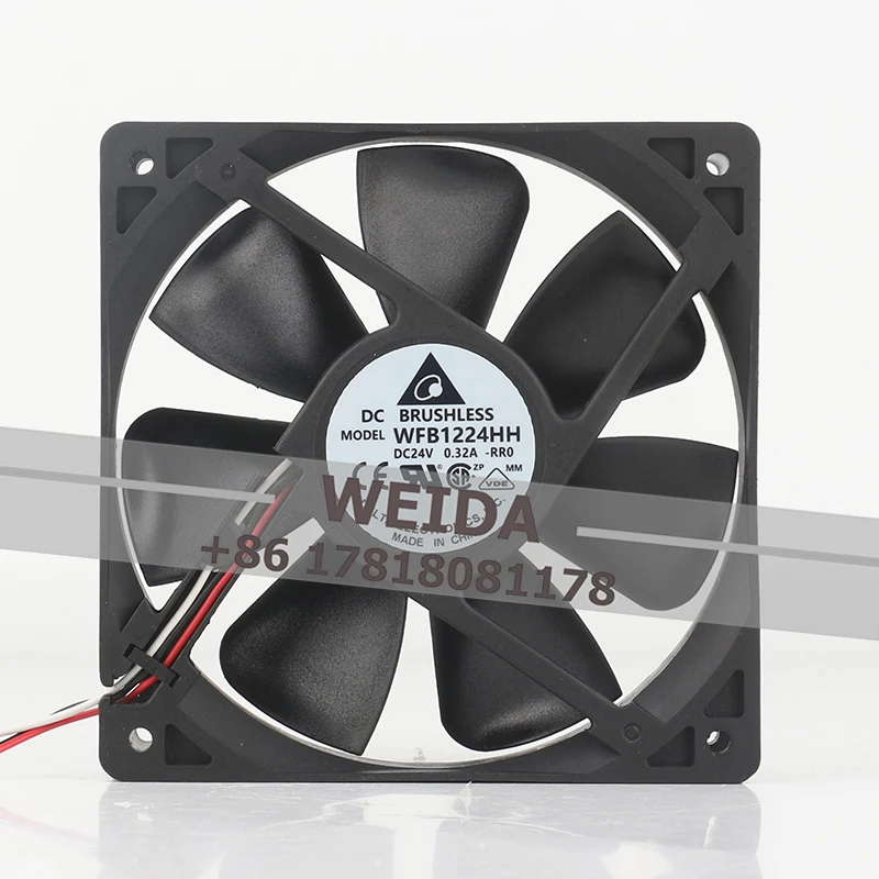Delta 7.68W double ball bearing 120x120x25MM 12025 12CM three-wire inverter Silent WFB1224HH cooling fan DC24V 0.32A