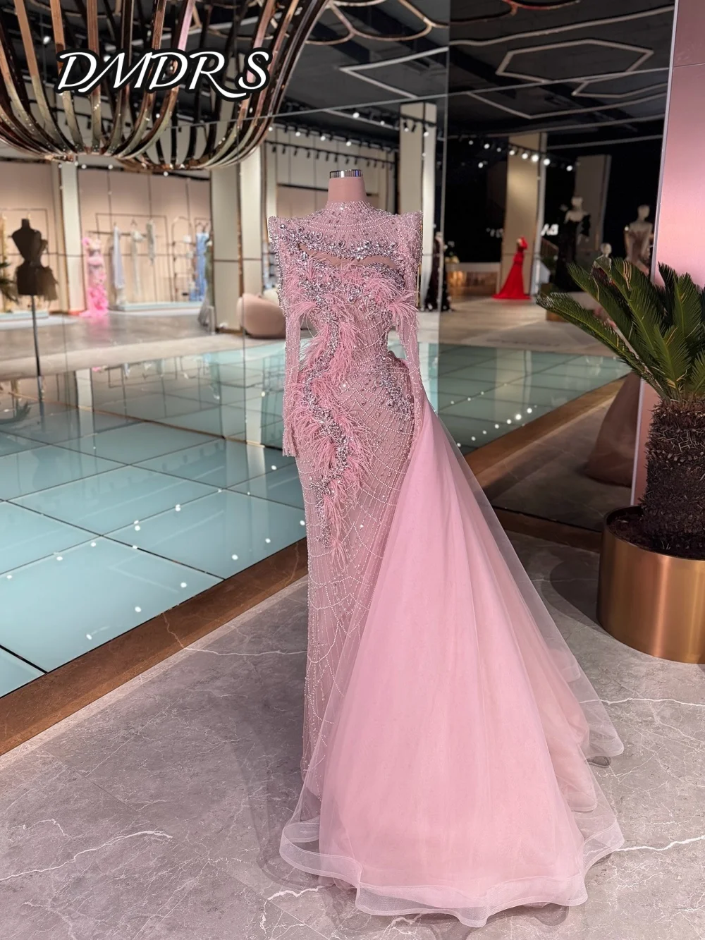 

Formal Long Sleeve Evening Dress 2025 Classic Crystal Beaded Party Gown Elegant A-line Floor Length Party Dresses فساتين سهرة