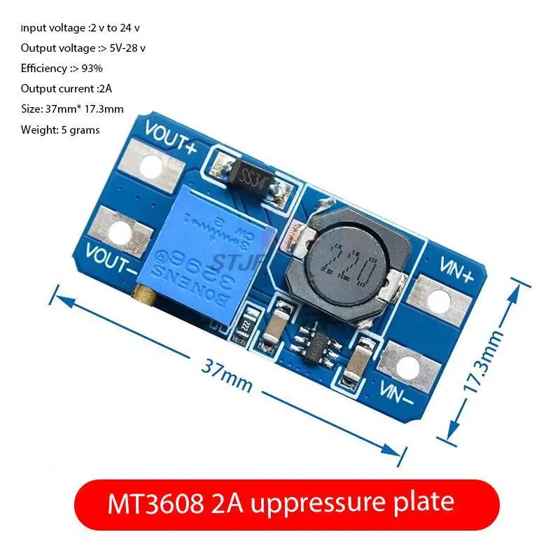 5PCS MT3608 DC-DC Step Up Converter Booster Power Supply Module Boost Step-up Board MAX output 28V 2A