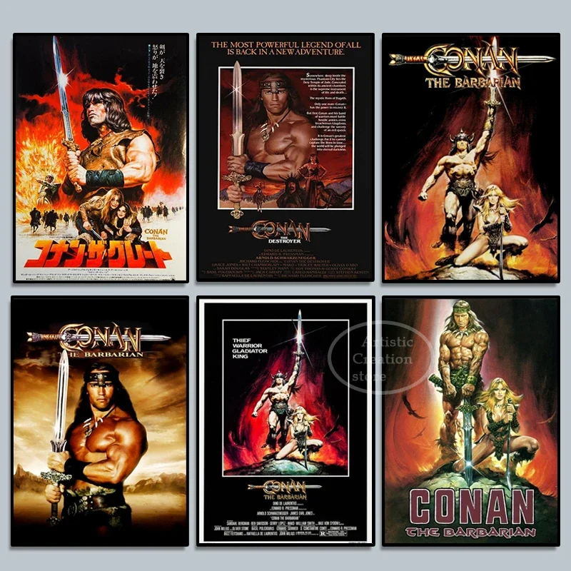 Conan The Barbarian Poster Classic Adventure Movie Canvas Painting and Print for Modern Family Bedroom Wall Art Room Decoration