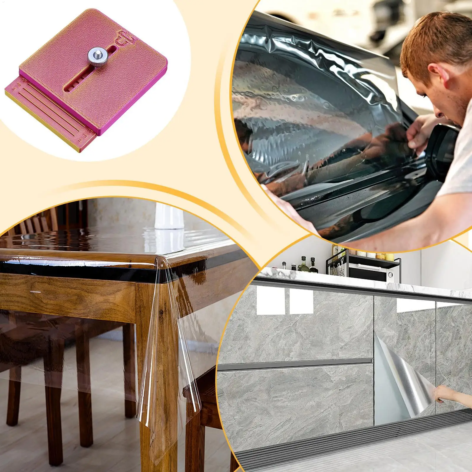 

Edge Wrap Cutting Guide Portable Adjustable Handheld DIY Edge Wrap Cutting Aids Template For Cabinet Door Table Car Window