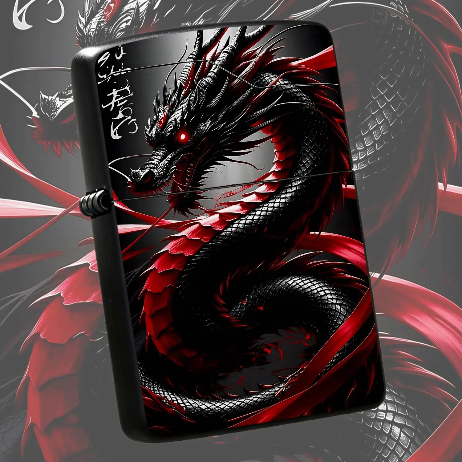 Vintage Oriental Black Red Dragon Lighter Exquisite Totemstylish Collectible Accessory For Daily Use Festival Gift Home Decor Versatile High Aesthetic Cooldragon Themed Portable Practical Present For Friends Family Art A Humorous And Intere