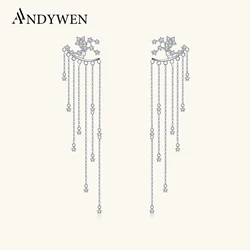 ANDYWEN 925 Sterling Silver Starfall Jackets Earrings Drop Chain Zircon CZ Brand Fine Jewelry 2023 Wedding Crystal Luxury Jewels