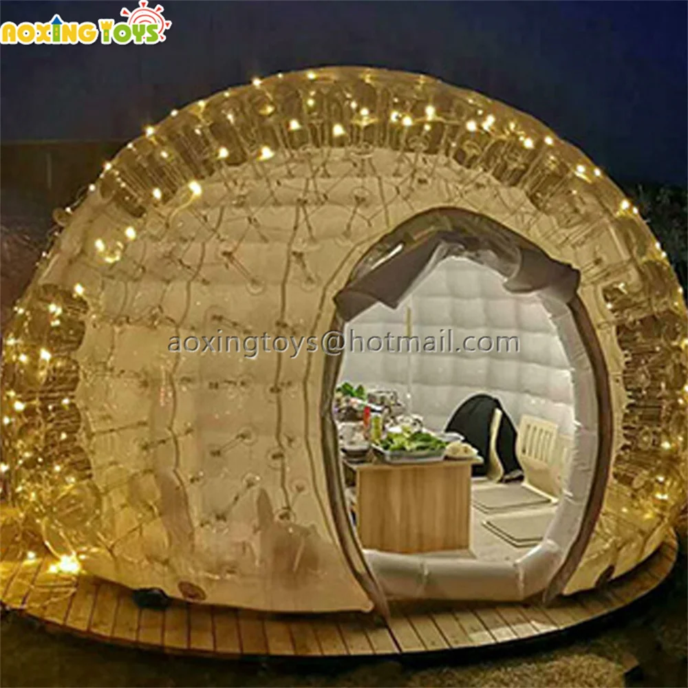 Outdoor Transparent Inflatable Bubble Camping Tent Geodesic Dome Tent Clear Igloo House For Yard Restaurant Party Hotel