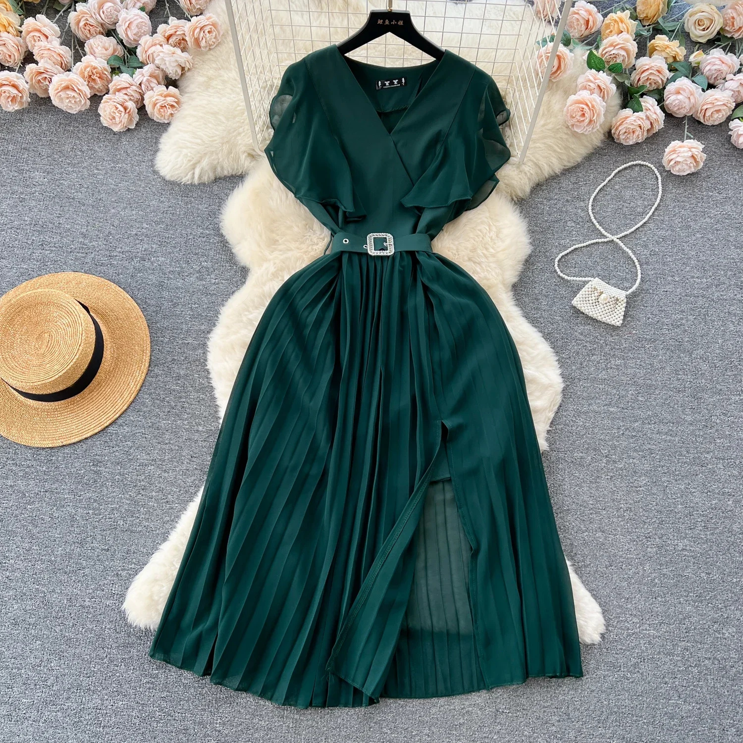 2024 New Summer Fashion Women Dress Y2K Ruffles Sleeveless Party Long Dress Elegant Office Lady Outfits Vestidos