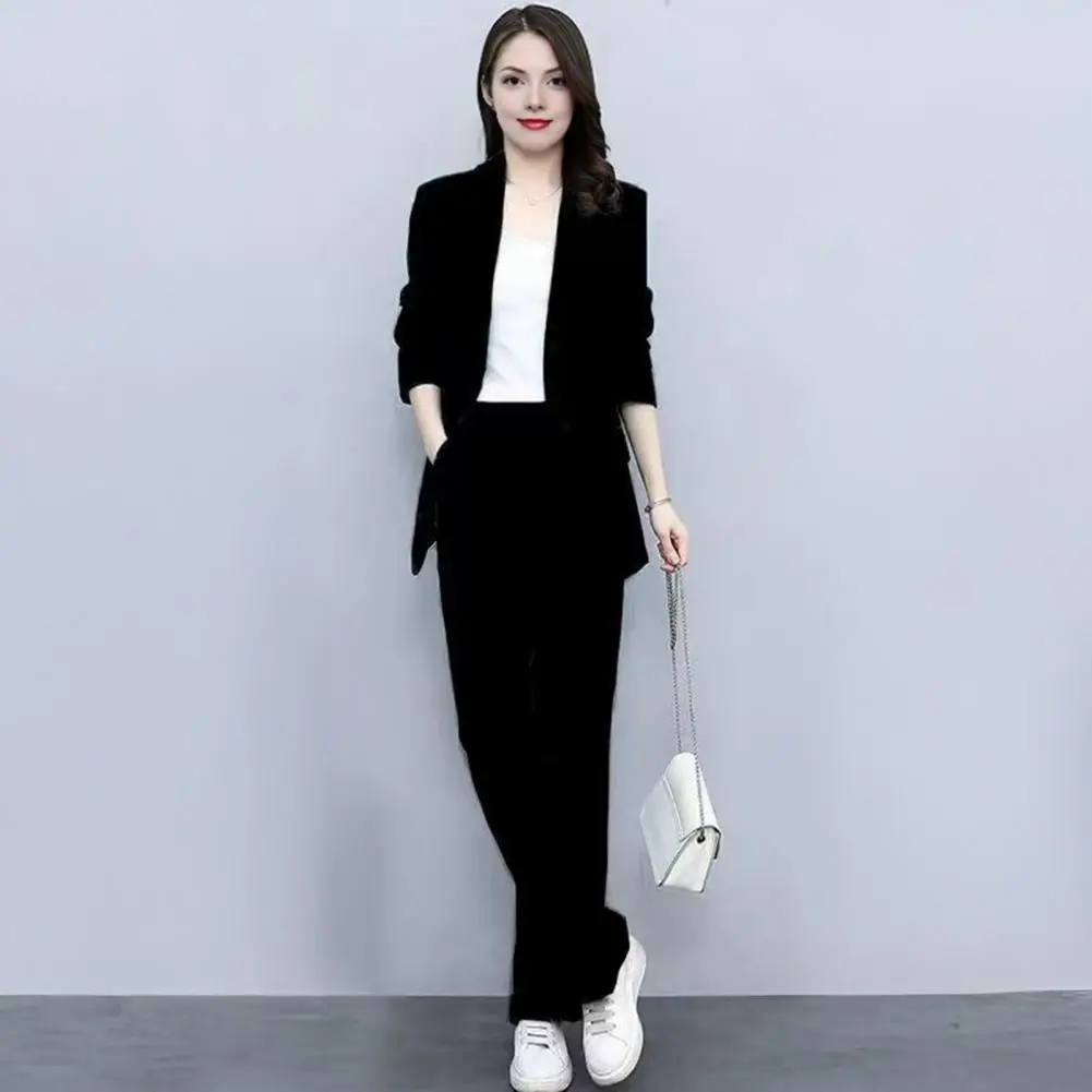 Green 2025 women's new fashion design three-dimensional cut high collar slim suit jacket & matching casual trousers