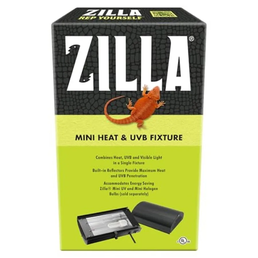 Reptile Terrarium Enclosure Mini Heat and UVB Light Fixture Bulb Sold Separately,White, 1 Count (Pack of 1)