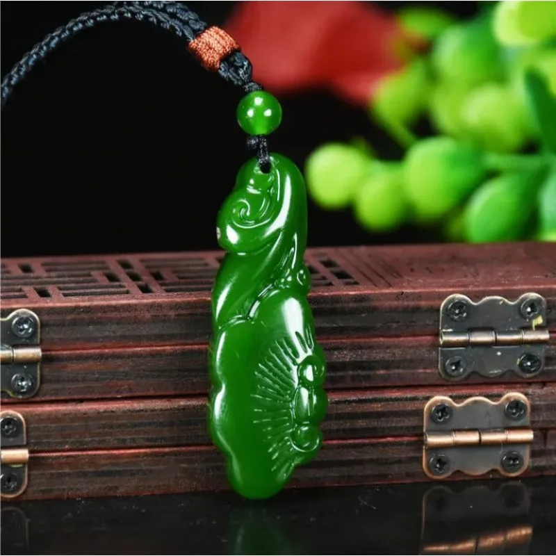 

Натуральный кулон из шпинатового зеленого камня, изысканное ожерелье в этническом ретро-стиле.