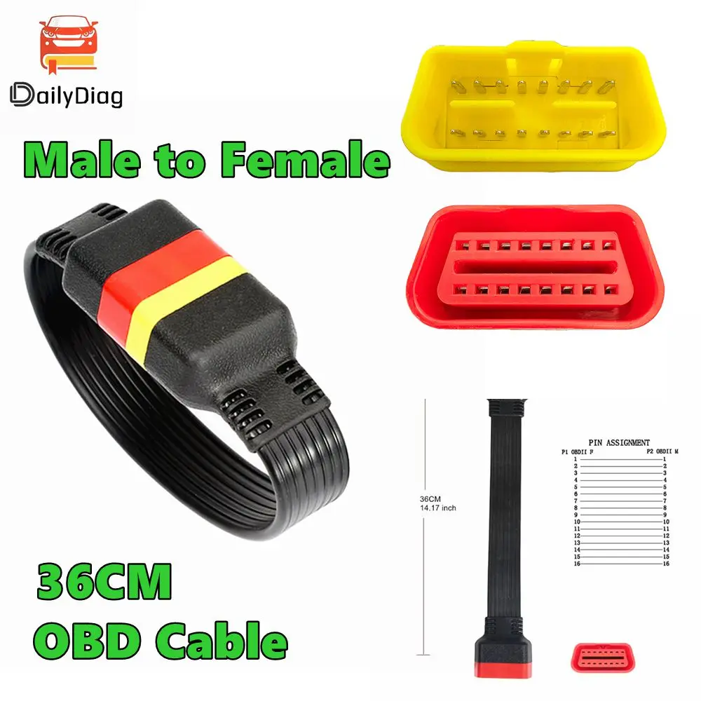 

Universal OBD2 Cable 16 Pin Male to Female OBD 2 OBD II Extension Connector for Auto Diagnostic Extending Cable