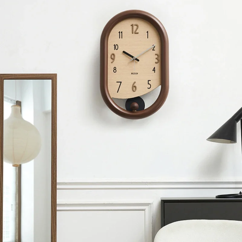 Pendulum Wooden Wall Clocks Digital Modern Aesthetic Stylish Clock Elegant Nordic Watches Luxury Unique Clocks Wall Ornaments