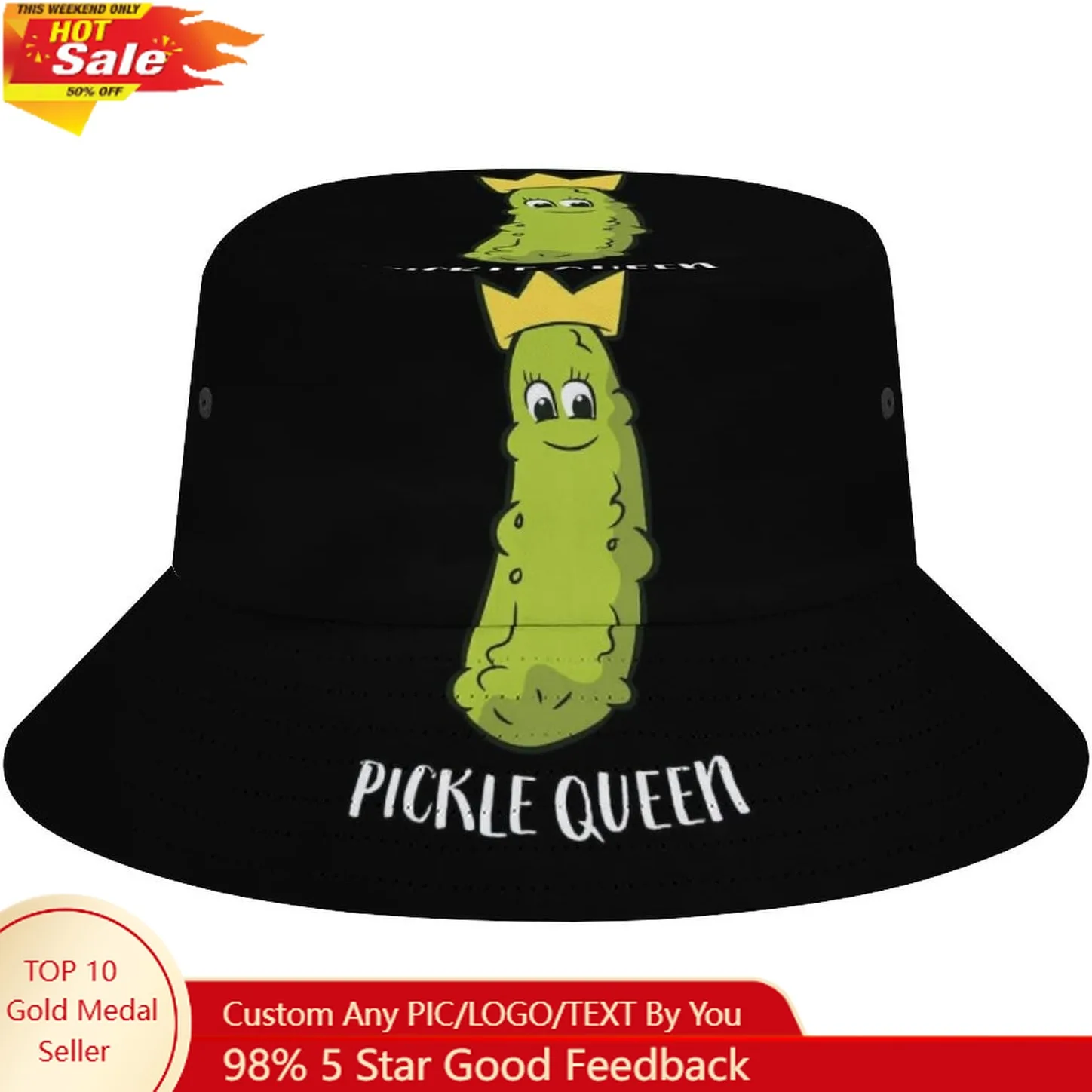 Funny Food Pickles Men's Women's Bucket Hat Summer Vacation Travel Beach Sun Hat Packable Lightweight Outdoor Hat