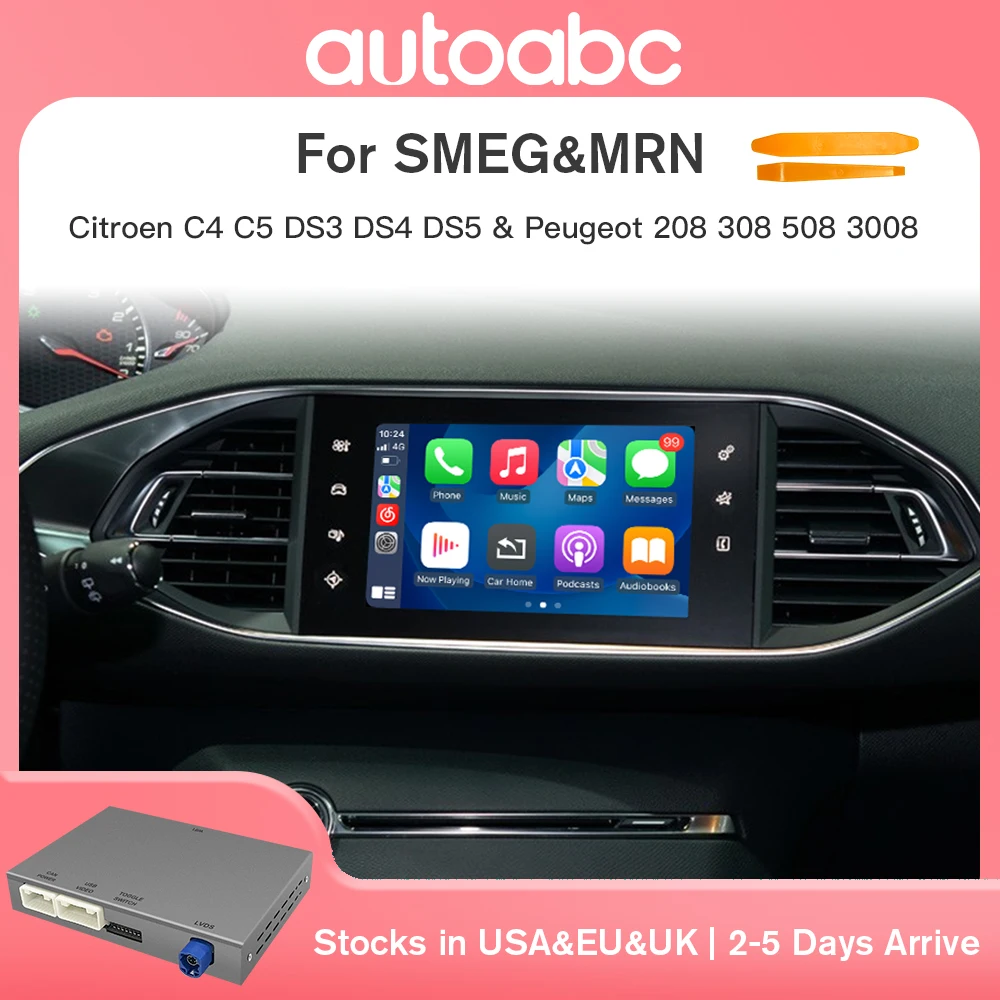 Adattatore Wireless CarPlay e Modulo Android Auto per Peugeot Citroen, Compatibile con SMEG 208 2008 308 508 3008 & C4 DS3 DS5, Supporta Telecamera di Retromarcia