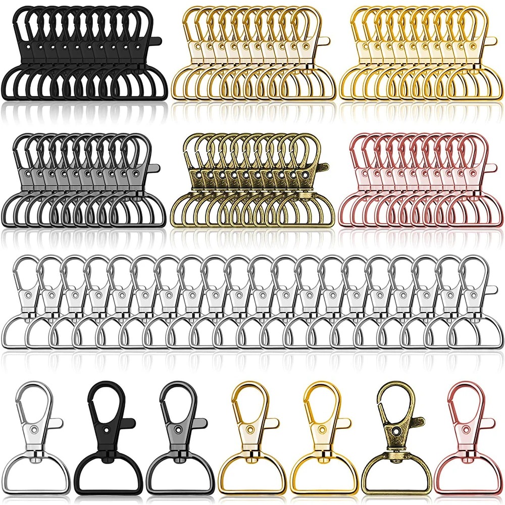 10pcs Swivel Clasp D Ring Clip Lanyard Hardware for Keychain Making Metal Lobster Claw Clasps for Key Rings Crafting Sewing