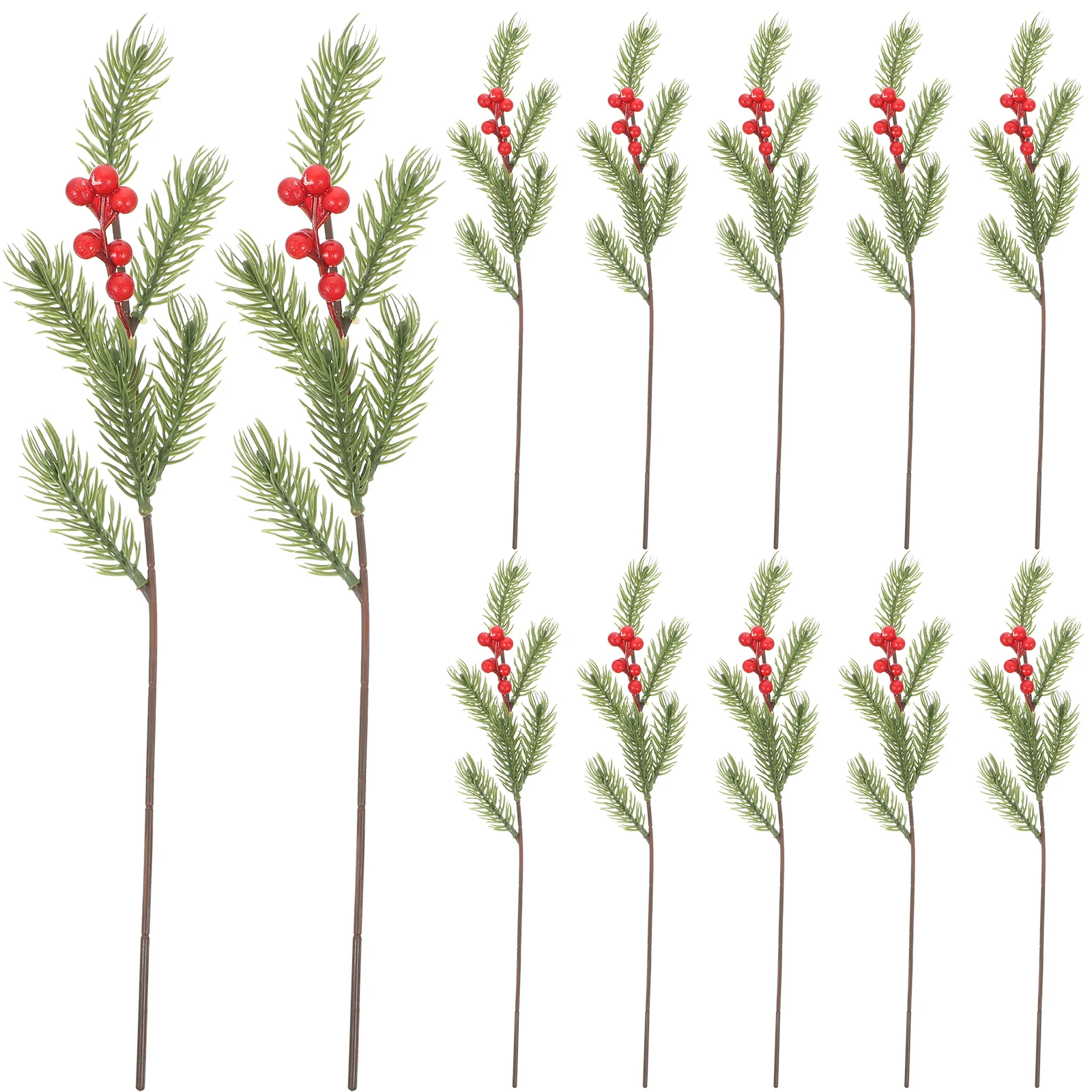 

12pcs Artificial Branches Xmas Pine Branches Faux Berry Picks Christmas Wreath Garland Winter Holiday Decorparty Supplies