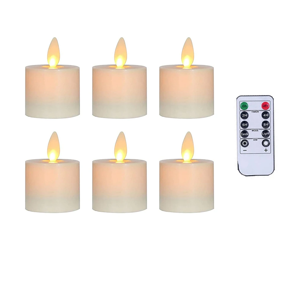 

6pcs Led Electric Lamps Flameless Powered Small Desktop Decorative Simulated Modeling Safe Smoke Free