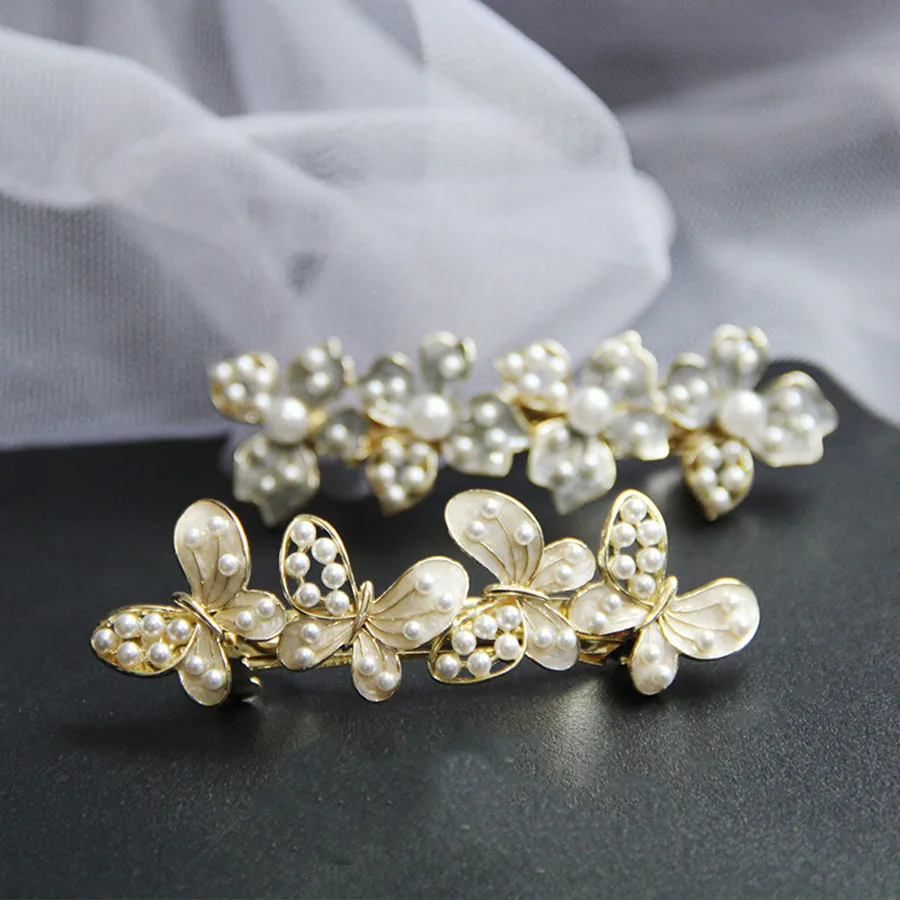 Korean Senior Fashion Dripping Oil Crystal Pearl Hair Clips Elegant Women Barrettes Hairpins Hairgrips Headwear Hair Accessories