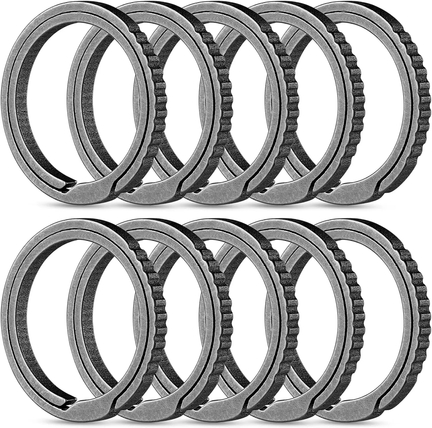 5pcs Small Titanium Side Pushing Keychain Rings, Easy Open Key Chain Ring for Men and Women-0.86 in/10pcs